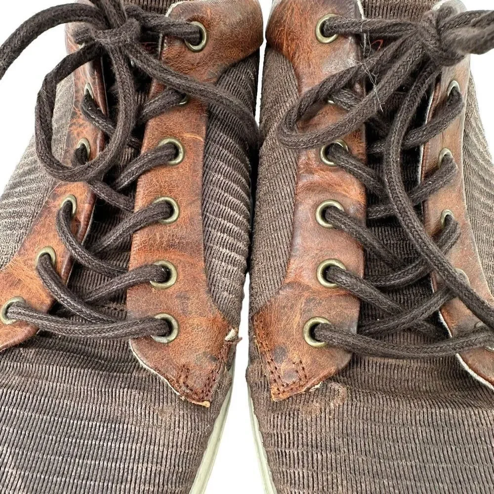 Bull Boxer Leather Sneakers Brown Textured Low Top Mens Size 11 Bardeau Casual